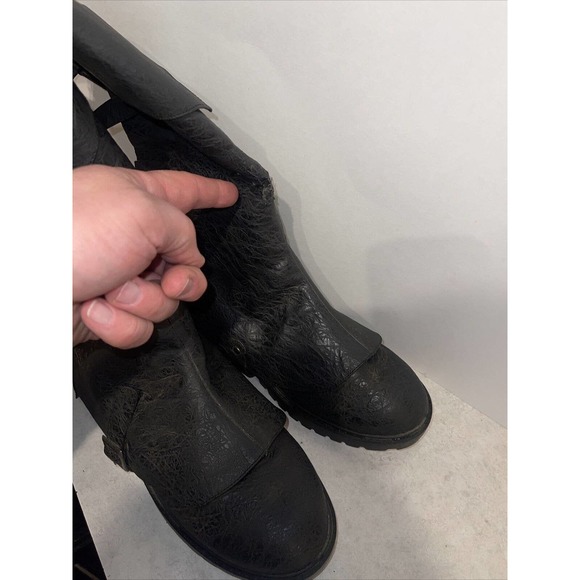 GOTH105 Men L Medieval Warrior Black BuckleStrap Costume Boots L 13” Tall main image 8